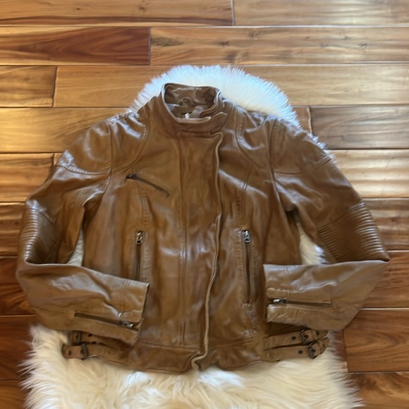 Free People bronze real lamb leather jacket Sz L NWOT - Picture 4 of 14